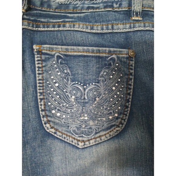 Harley-Davidson Embellished Pocket Distressed Flared Jeans 4p Motorcycle - Picture 1 of 15